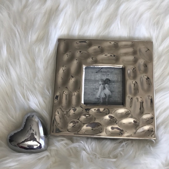 Picture Frame Silver Tone 6.5 x 6.5 Pebble Effect Modern Accent Piece Home Decor - Picture 2 of 4